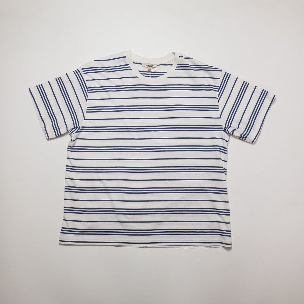 Madewell Cotton Relaxed Oversized Tee Women's Medium Lighthouse & Blue Stripe - Picture 14 of 16